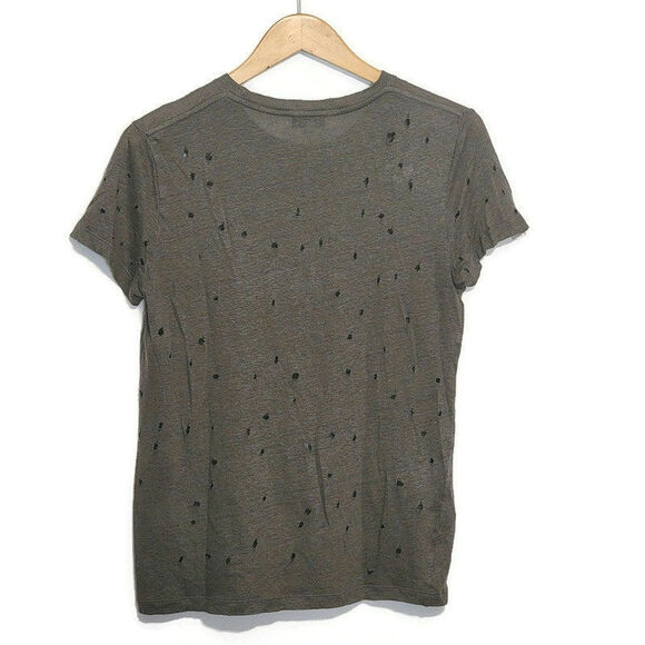 IRO Linen Distressed Crewneck Top Short Sleeve Gray T Shirt Casual Urban Boho XS - Picture 5 of 11